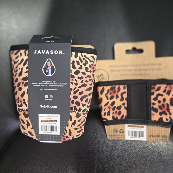 Javasok Leopard Print Hot Beverage Sleeve Bundle Coffee To Go Koozie - Picture 2 of 2